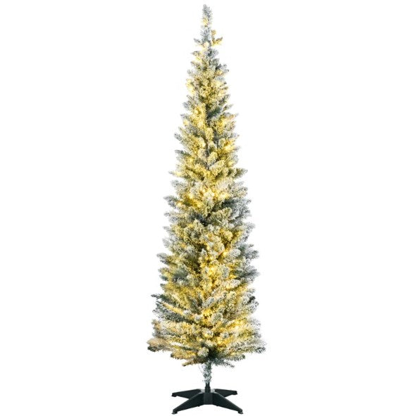 WONDERWALL ‘Noël DuBois’ Slim Artificial Christmas Tree with Warm White LEDs – Green