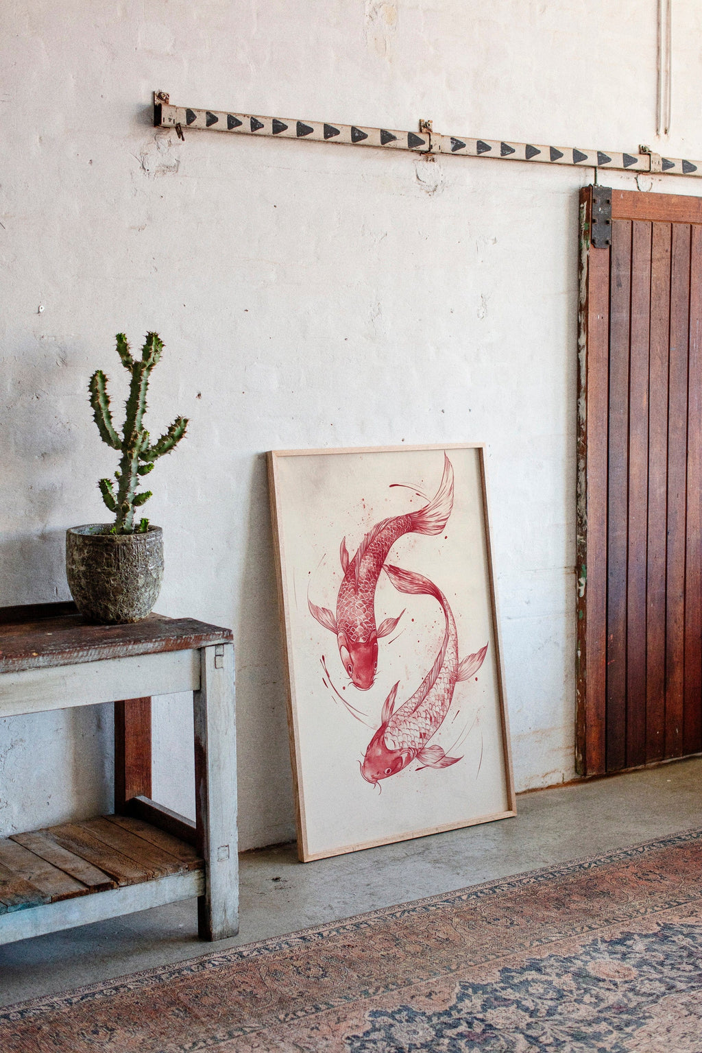 WONDERWALL ‘L’Atelier Fun Collection’ Koi Fish Wall Art – Minimalist Japanese Ink Print, Zen Decor