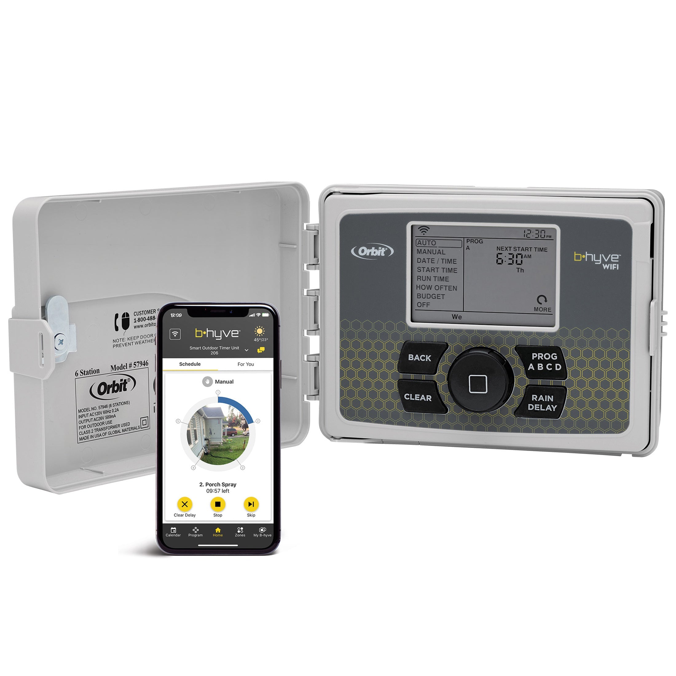 B - hyve Smart 6 - Zone Indoor/Outdoor Sprinkler Controller Wi - Fi & Bluetooth | 57946