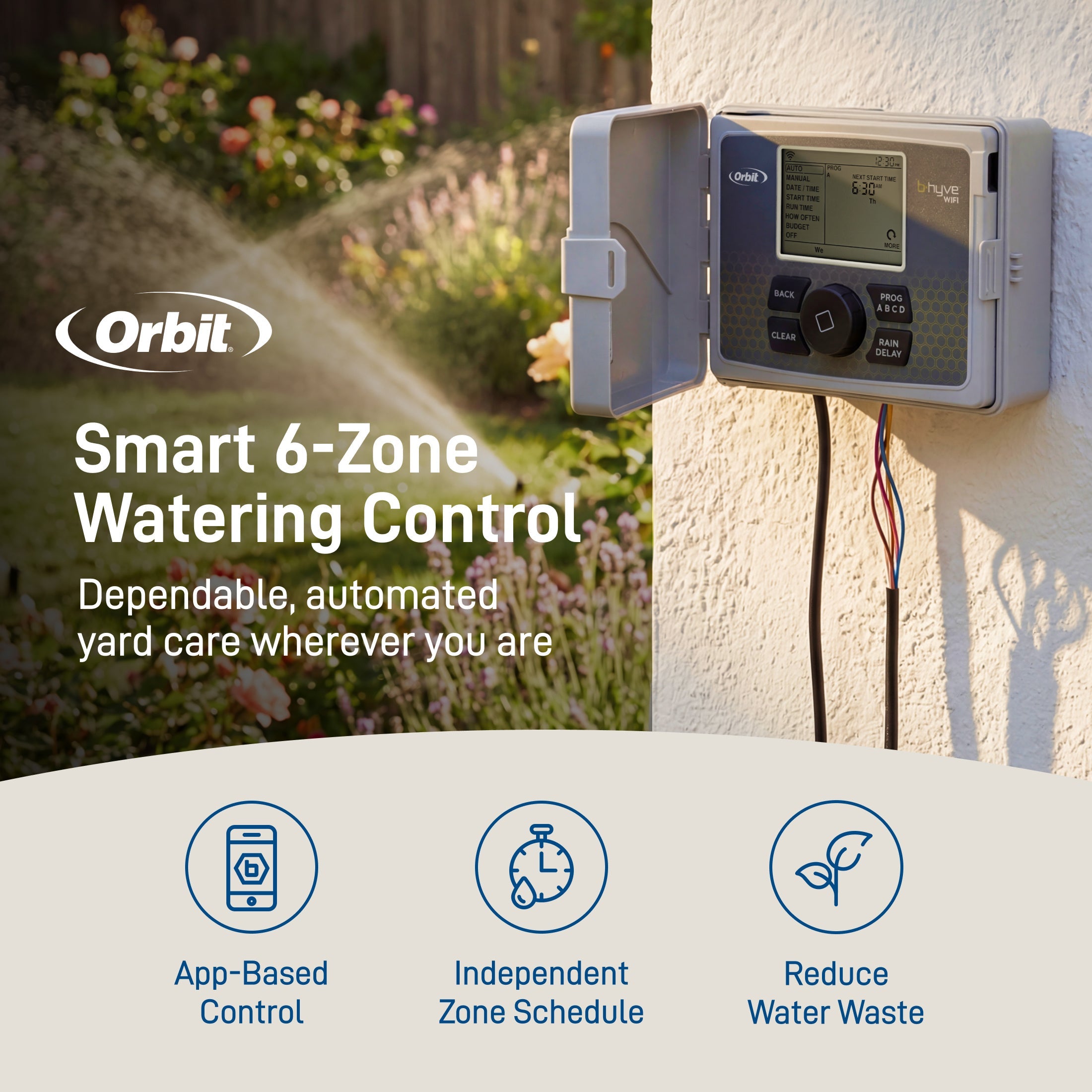 B - hyve Smart 6 - Zone Indoor/Outdoor Sprinkler Controller Wi - Fi & Bluetooth | 57946