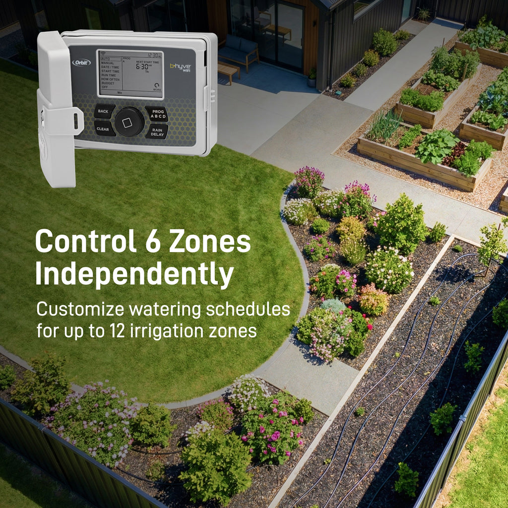 B - hyve Smart 6 - Zone Indoor/Outdoor Sprinkler Controller Wi - Fi & Bluetooth | 57946