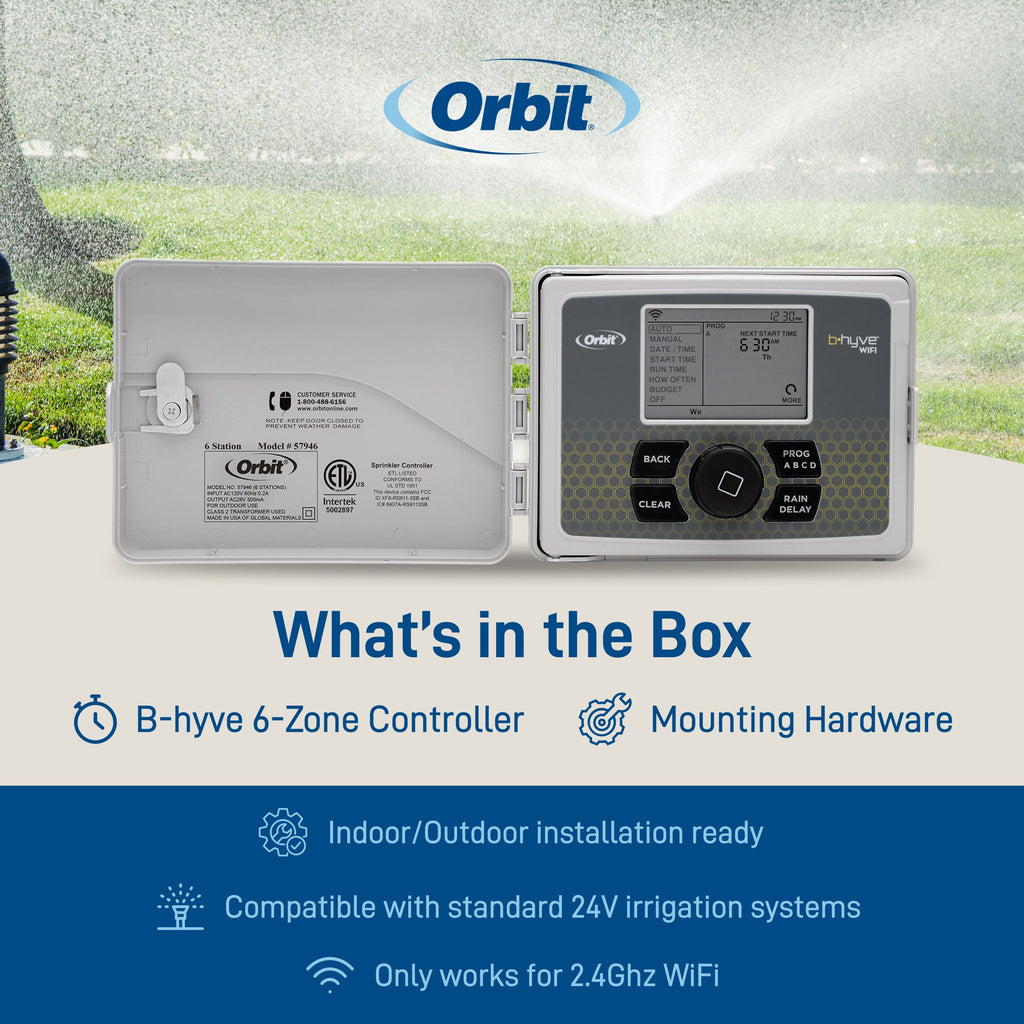 B - hyve Smart 6 - Zone Indoor/Outdoor Sprinkler Controller Wi - Fi & Bluetooth | 57946