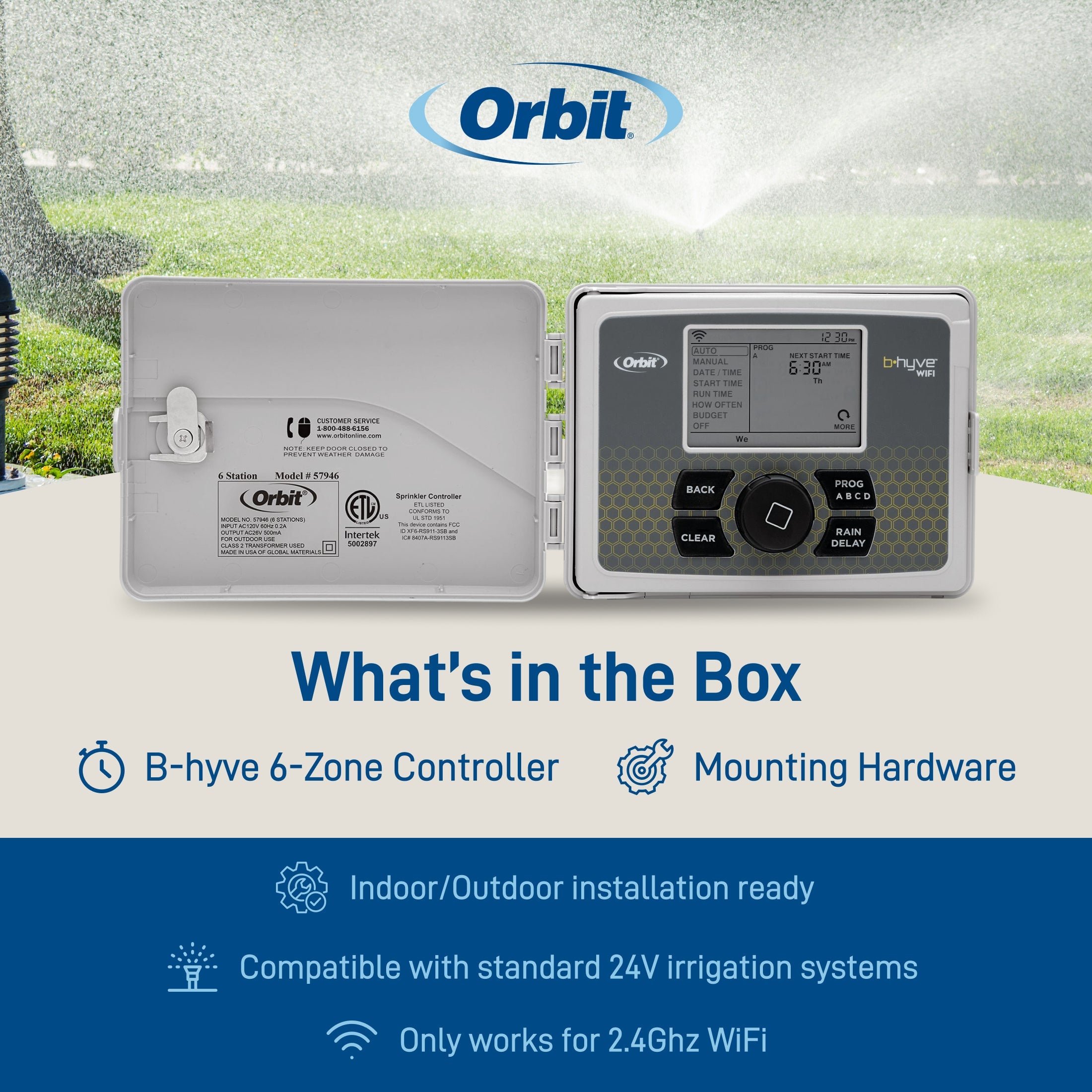 B - hyve Smart 6 - Zone Indoor/Outdoor Sprinkler Controller Wi - Fi & Bluetooth | 57946