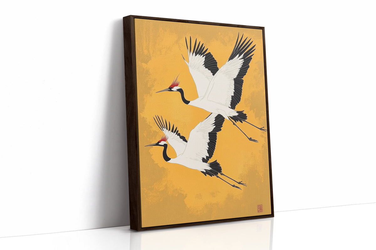 WONDERWALL ‘L’Atelier Fun Collection’ Japanese Red-Crowned Cranes – Elegant Minimalist Wall Art