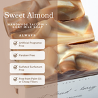 Sweet Almond + Honey Handmade Tallow and Goat Milk Soap Bar - WONDERWALL
