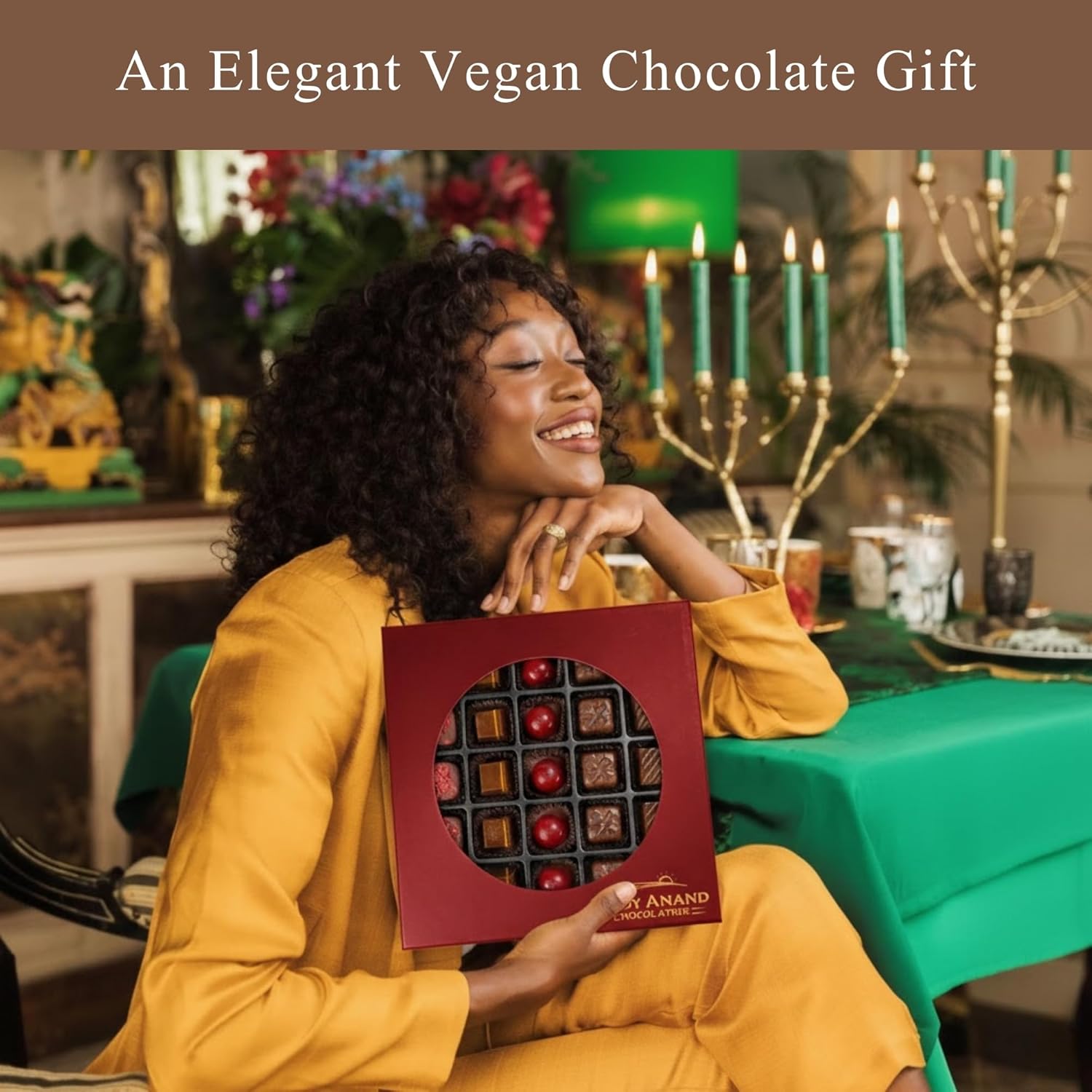 Andy Anand Vegan Dark Chocolate Truffles Praline Collection, 25 pc – Gluten - Free Gift Box, 60% Cocoa Butter, Birthday & Valentine's Day Gift