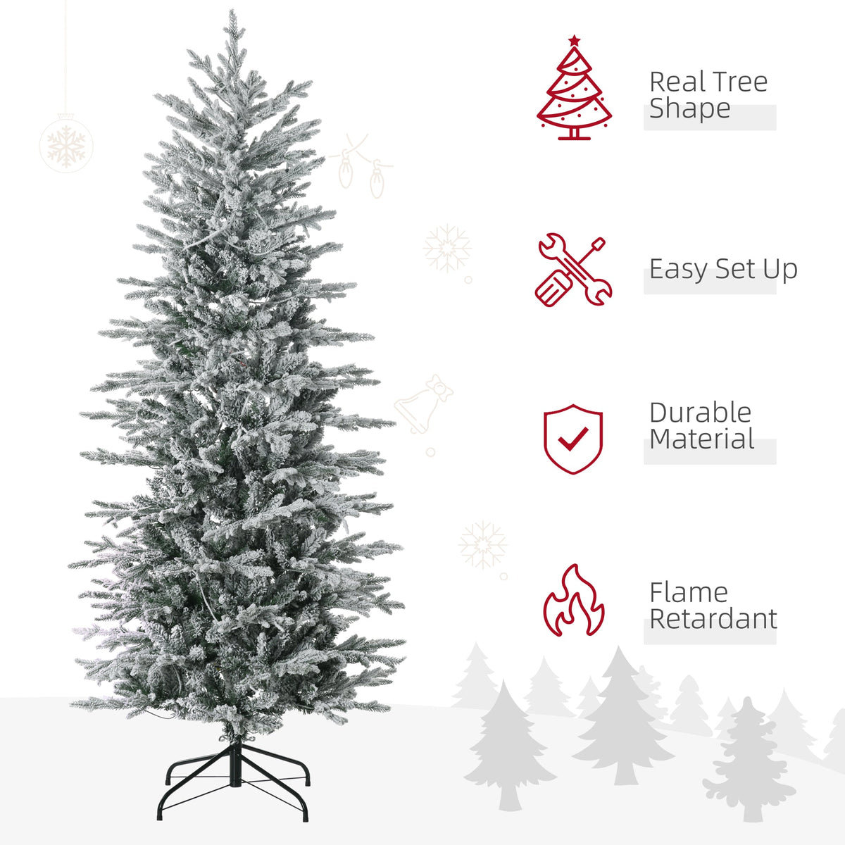 WONDERWALL ‘Noël DuBois’ Snow-Flocked Artificial Christmas Tree with 250 Warm Yellow Lights – Green