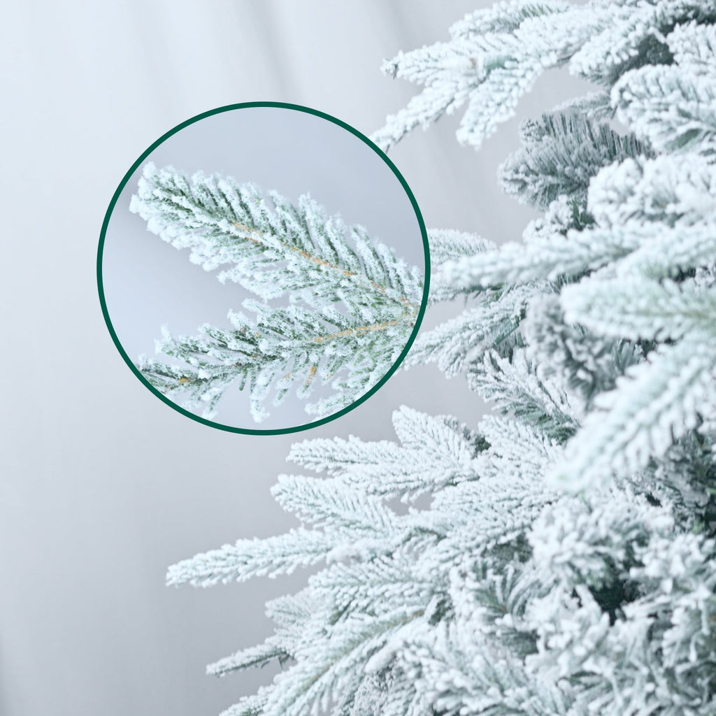 WONDERWALL ‘Noël DuBois’ 6 ft Pre-Lit Flocked Artificial Christmas Tree – Green / White