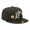 New Era 59Fifty Florida Marlins Chain Stitch Heart Fitted Hat Black/Pink