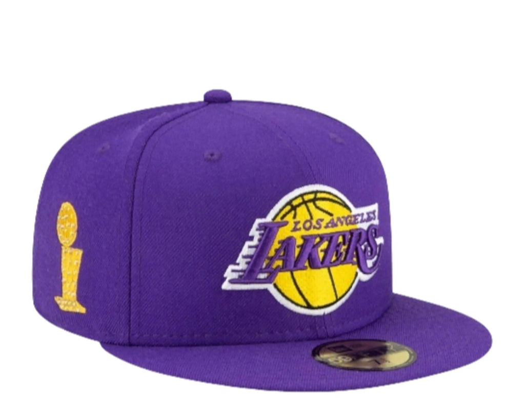 New Era 59Fifty Men Los Angeles Lakers Icy Side Patch Fitted Hat Purple/Baby Blue