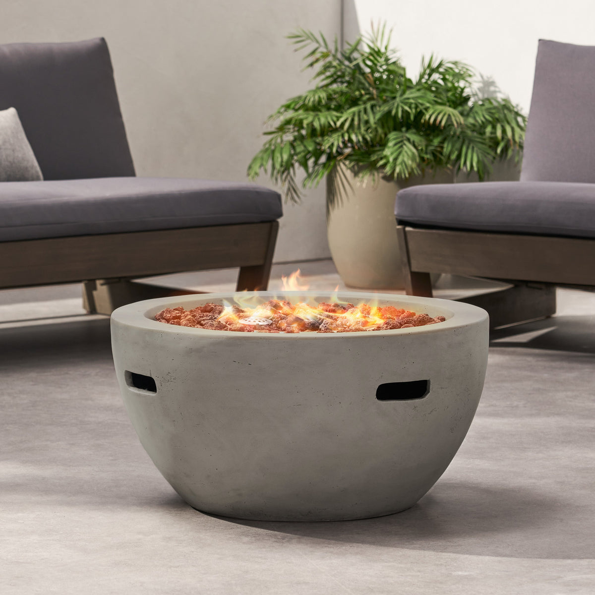 WONDERWALL 'Une Collection' 27" Bowl Propane Fire Pit with 40,000 BTU Output - Light Gray