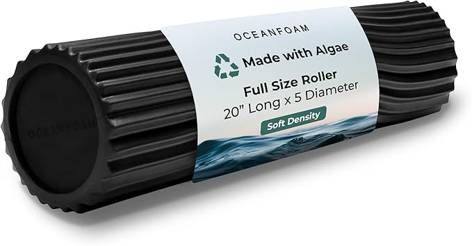 Soft Tidal Roller (Black) - Low Density Foam Roller for Physical Therapy, Back Pain, Excercise & Stretching - Wave Textured - Yoga, Athletics, & Wellness - Full Size, 20" x 5"