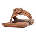 FitFlop Gracie Women Thong Sandals Tan Rubber-Circlet Leather Toe-Post