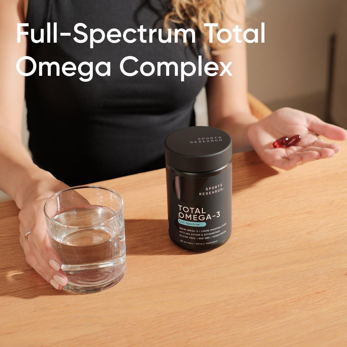 Total Omega - 3 Fish Oil 2200mg - Made from Antarctic Krill w/Astaxanthin, Wild Sockeye Salmon & Alaska Pollock - 960mg of EPA & DHA - 120 Softgels