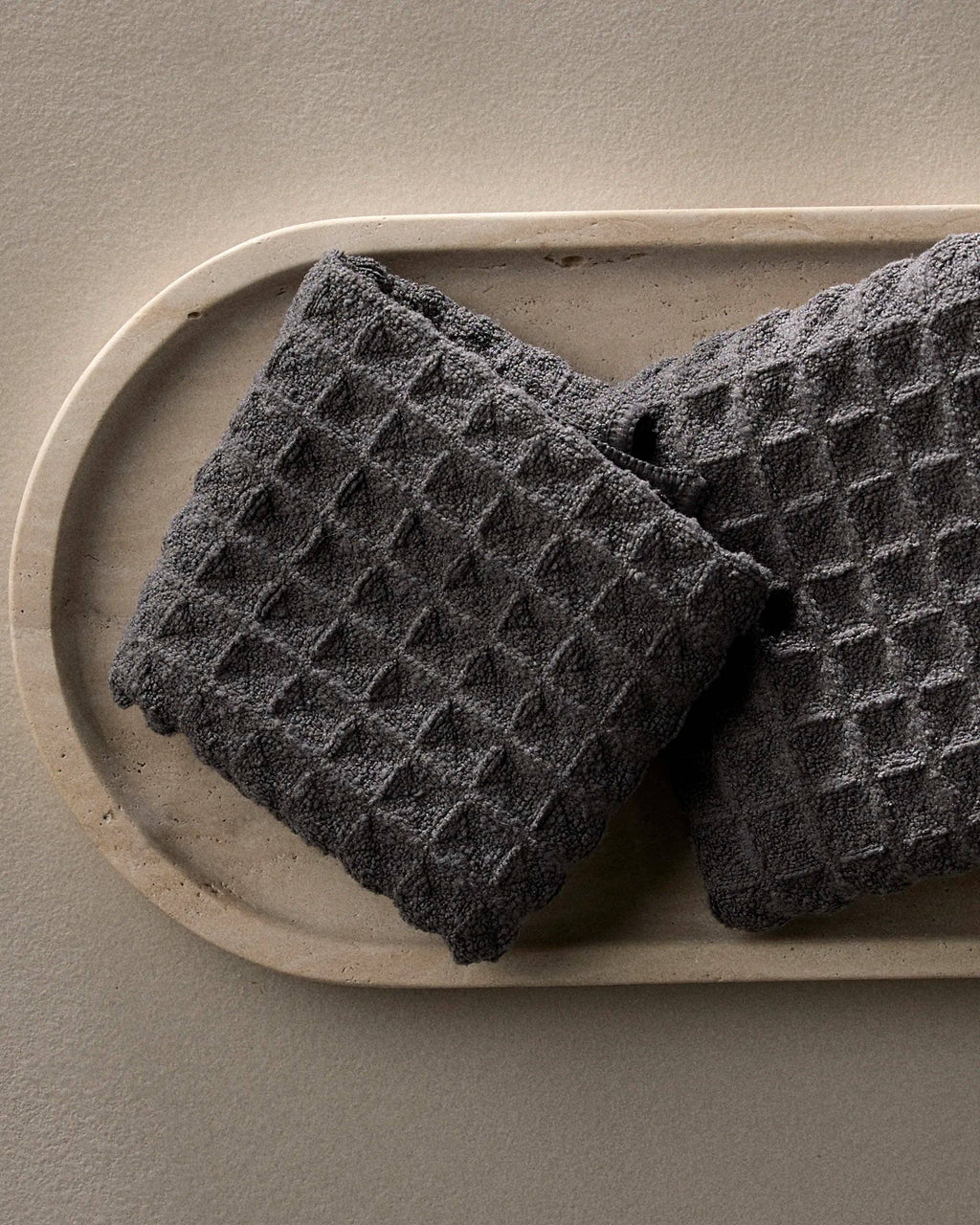 GEOMETRY Charcoal Waffle Washcloth Set of 3