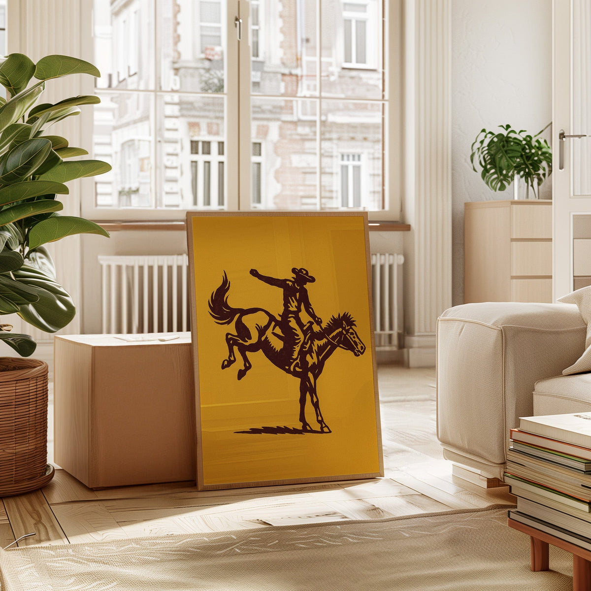 WONDERWALL ‘L’Atelier Fun Collection’ Vintage Rodeo Cowboy Silhouette Print