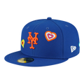 New Era 59Fifty New York Mets Chain Stitch Heart Fitted Hat Pink Undervisor Blue