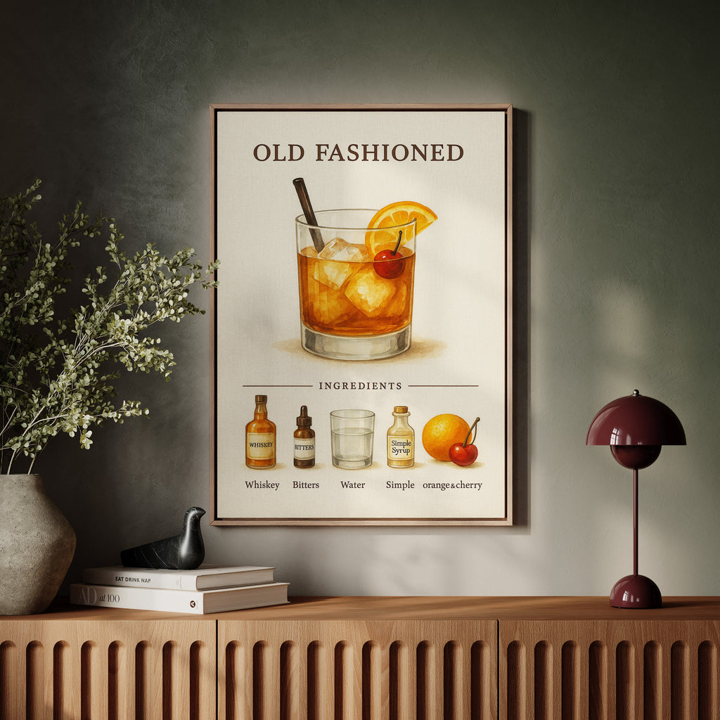 WONDERWALL 'L’Atelier Fun Collection' Old Fashioned Cocktail Recipe Art Print