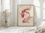 WONDERWALL ‘L’Atelier Fun Collection’ Koi Fish Wall Art – Minimalist Japanese Ink Print, Zen Decor