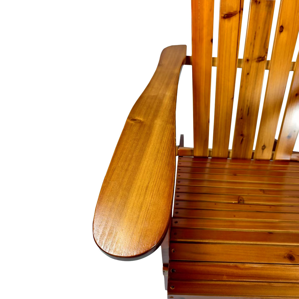 WONDERWALL 'Une Collection' Foldable Solid Wood Adirondack Chair with Classic Design - Oak Finish