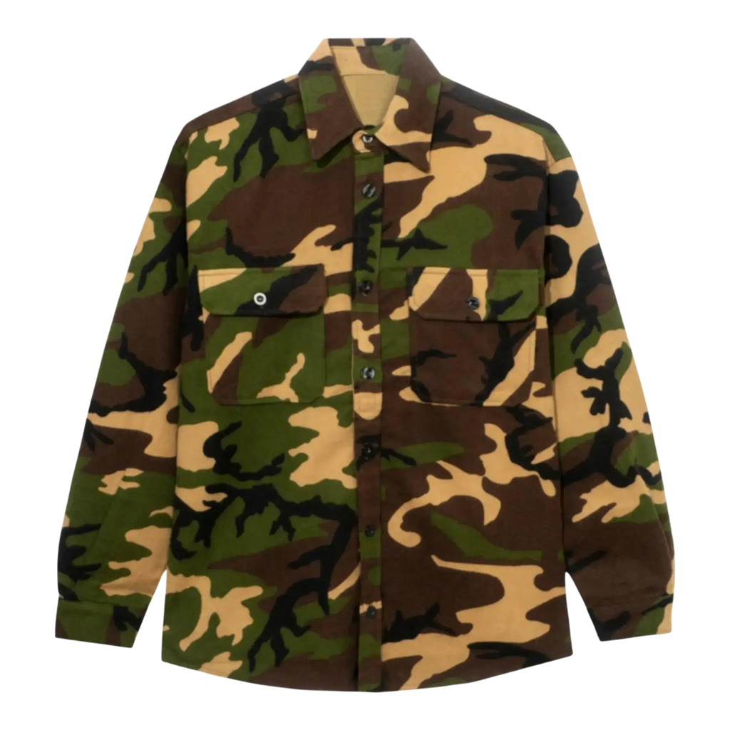 Anti Social Social Club Dialtone Camo Men Flannel Shirt Green Camo