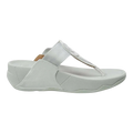 FitFlop Walkstar Women Toe-Post Sandals Silver Slip-On Wedge Comfort