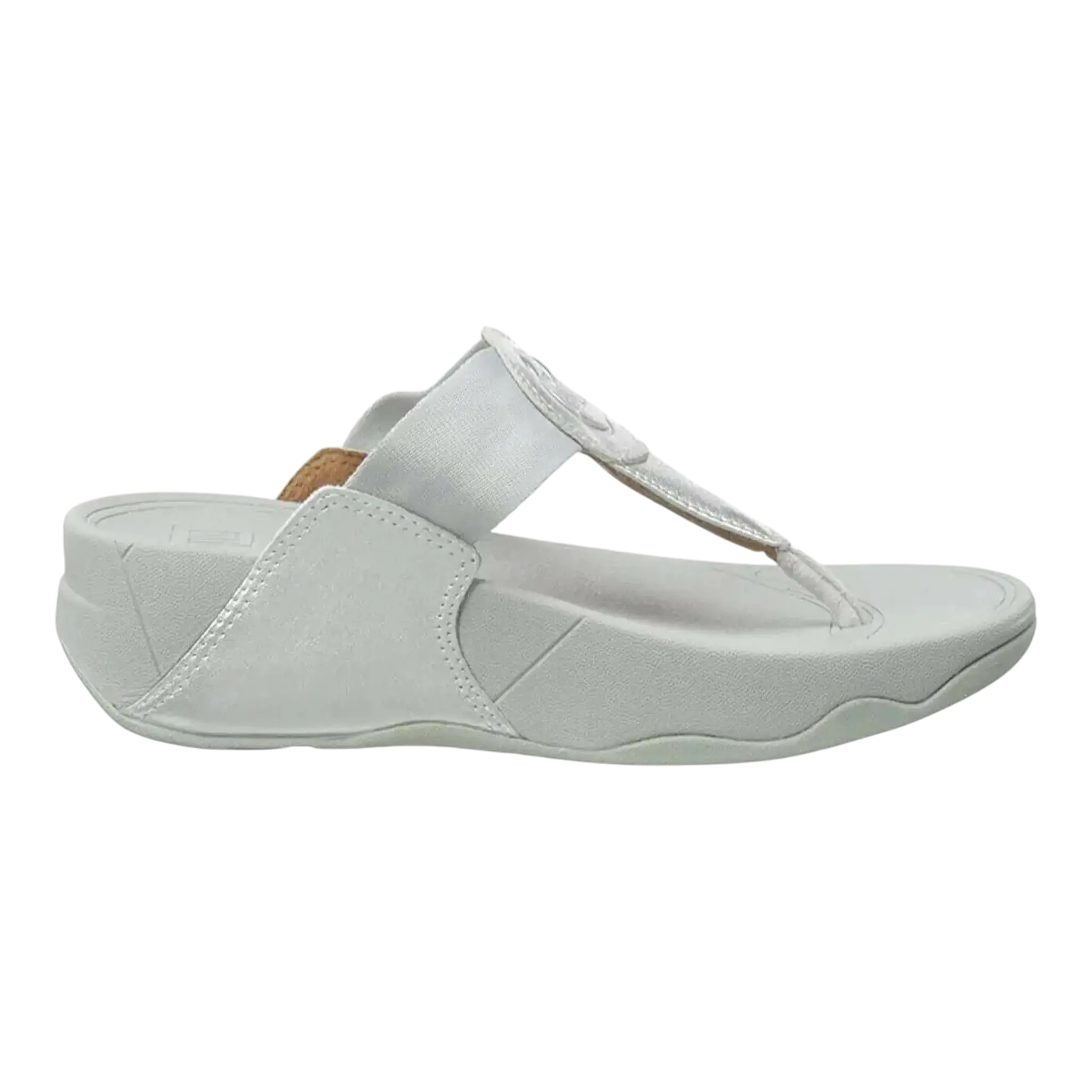 FitFlop Walkstar Women Toe-Post Sandals Silver Slip-On Wedge Comfort