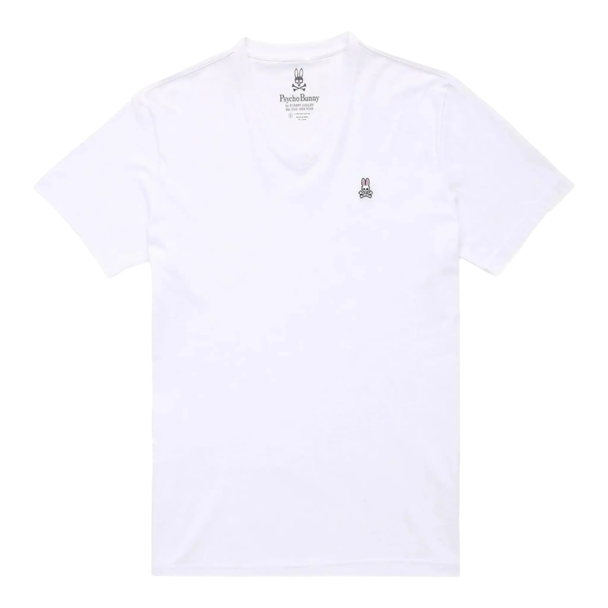 Psycho Bunny Classic V-Neck Men Big and Tall Tee Shirt White