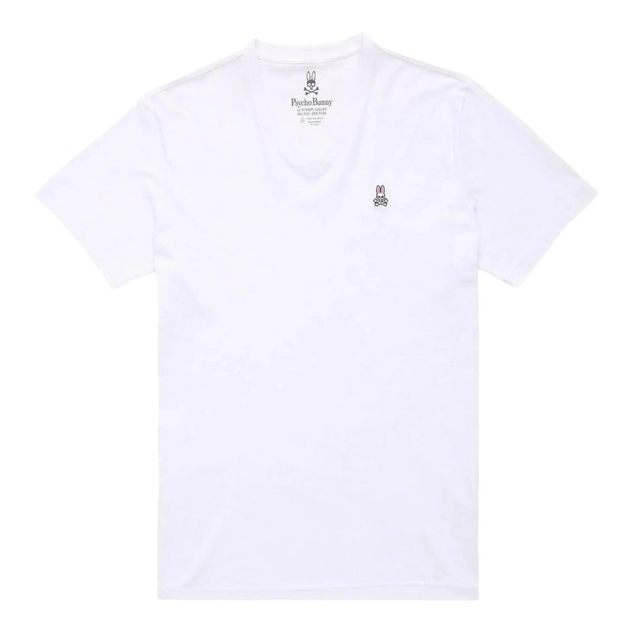 Psycho Bunny Classic V-Neck Men Big and Tall Tee Shirt White