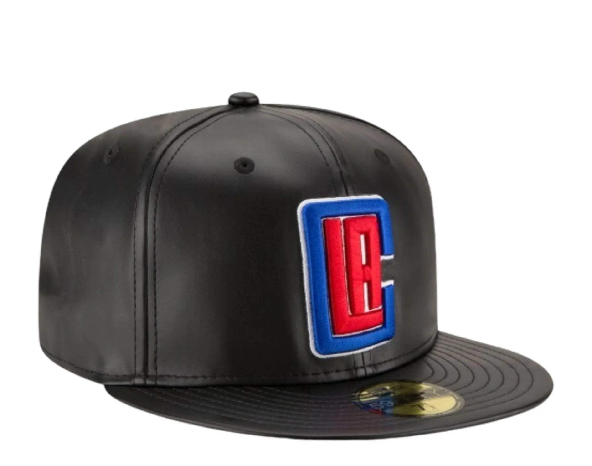 New Era 59Fifty Men Los Angeles Clippers Team Faux Leather Fitted Hat Black