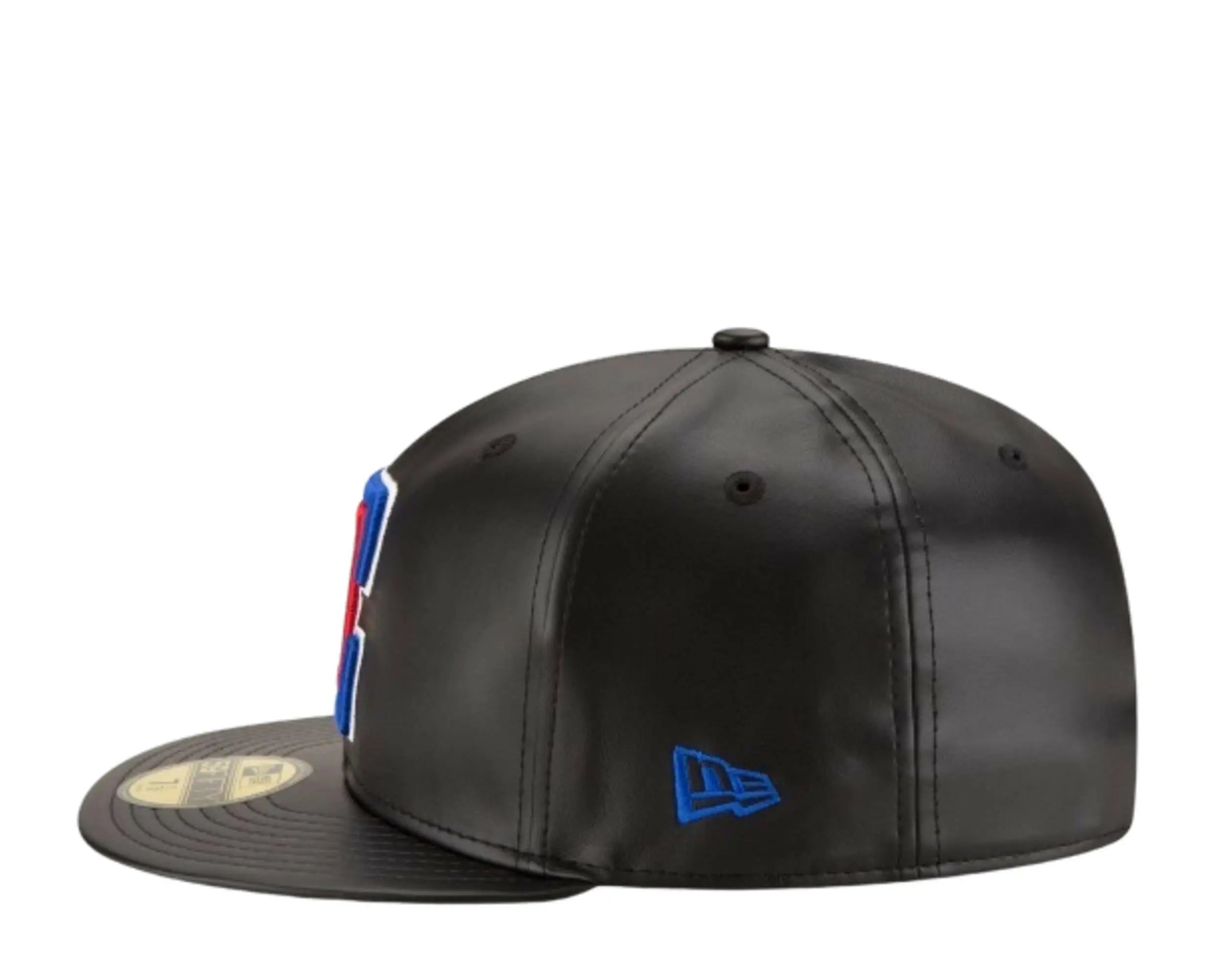 New Era 59Fifty Men Los Angeles Clippers Team Faux Leather Fitted Hat Black