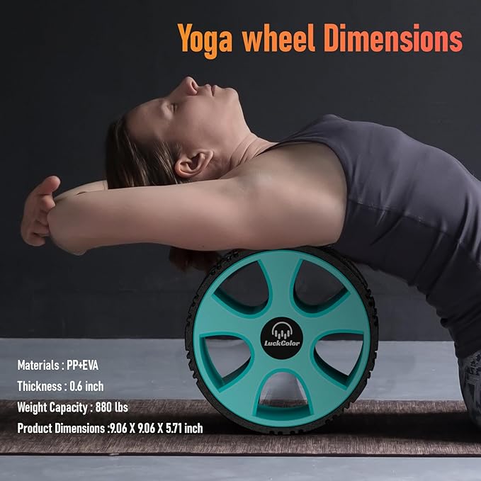 Back Roller, Back Wheel Targeted Back Pain Relief, Yoga Wheel Muscle Massage, Foam Roller for Trigger Point Therapy Physical, Stretching & Exercise, 880 lbs Capacity, 10 Inch (Black+Acid Blue)