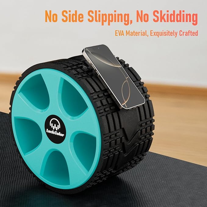 Back Roller, Back Wheel Targeted Back Pain Relief, Yoga Wheel Muscle Massage, Foam Roller for Trigger Point Therapy Physical, Stretching & Exercise, 880 lbs Capacity, 10 Inch (Black+Acid Blue)