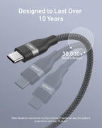 Anker USB-C to USB-C Cable (3 ft / 6 ft, 240W, Upcycled-Braided) - WONDERWALL