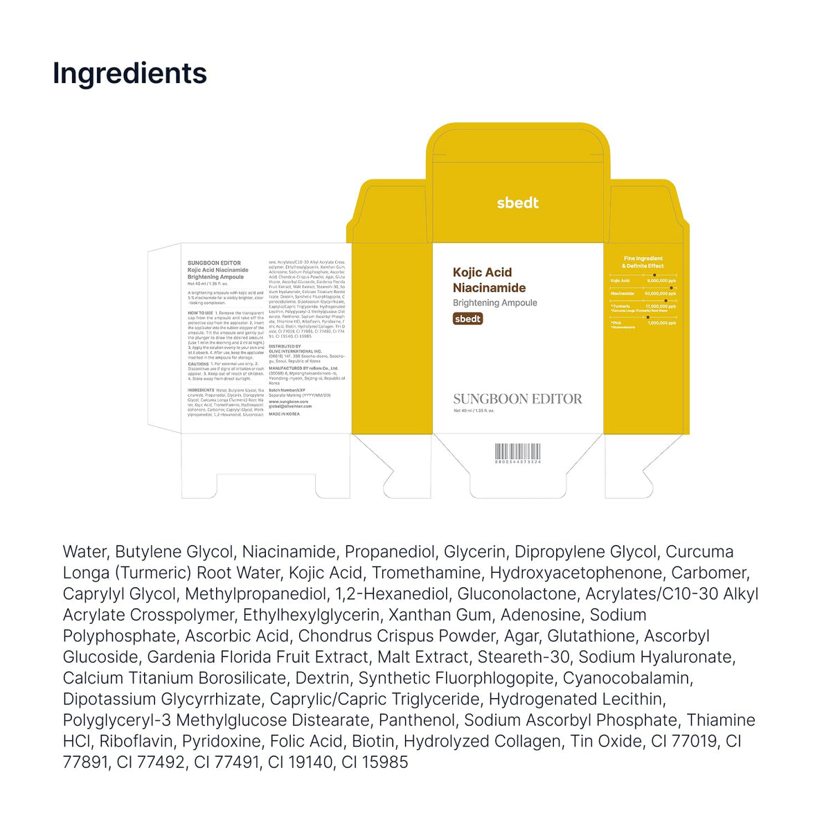 SUNGBOON EDITOR Kojic Acid Niacinamide Brightening Ampoule