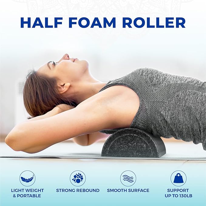 High - Density EPP Half Round Back Roller Foam, Exercise Foam Roller for Yoga, Pilates & Stretching - 12, 18, 24, 36 inch