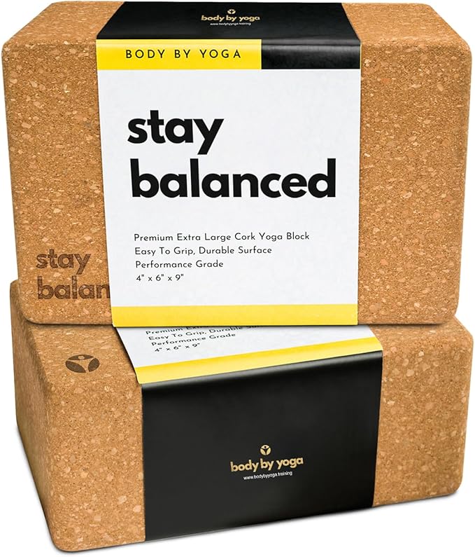 Premium Cork Yoga Blocks - Extra Large Yoga Block 2 - Pack or Extra Tall 1 - Pack for Inflexible Yogis | Natural, High - Density Cork for Superior Support & Stability | Optional Yoga Strap & Gift Box