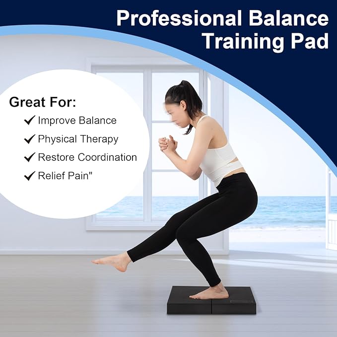 2 - in - 1 Non - Slip Balance Pad - High - Density Foam Cushion, Supportive Exercise Mat & Knee Pad for Core Training, Yoga, Pilates, Physical Therapy, Stability Training, Stretching, and Rehab