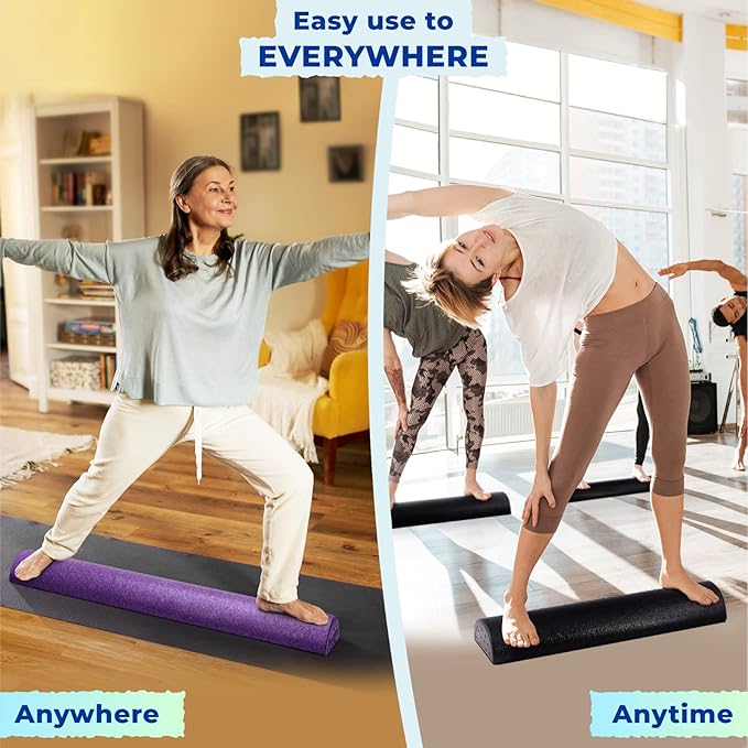 High - Density EPP Half Round Back Roller Foam, Exercise Foam Roller for Yoga, Pilates & Stretching - 12, 18, 24, 36 inch