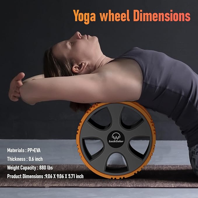 Back Roller, Back Wheel Targeted Back Pain Relief, Yoga Wheel Muscle Massage, Foam Roller for Trigger Point Therapy Physical, Stretching & Exercise, 880 lbs Capacity, 10 Inch (Orange+Grey)