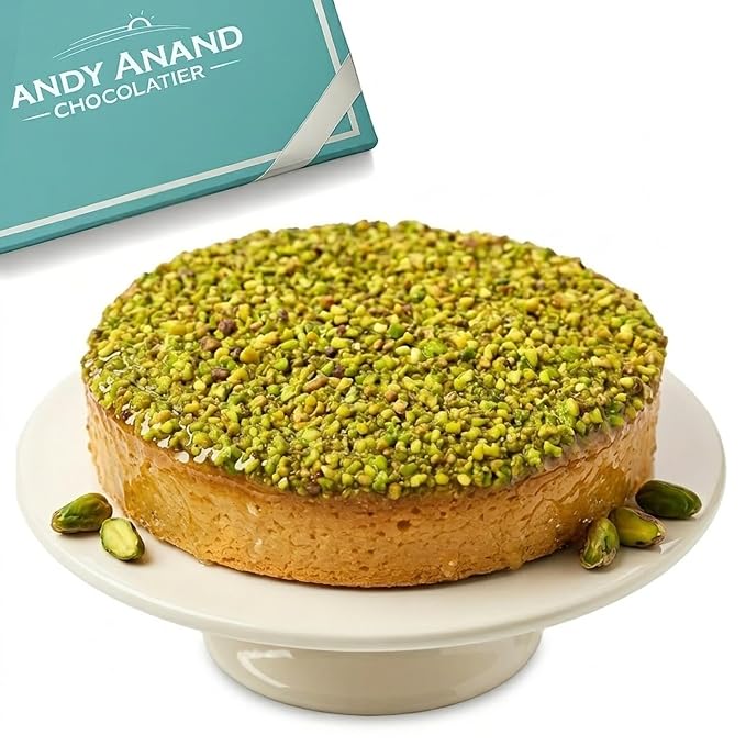 Andy Anand Sugar - Free Keto Caramel Pistachio Cake, 9 - Inch, 2 lb – Low - Carb, All - Natural, No Preservatives, Diabetic - Friendly Birthday Gift