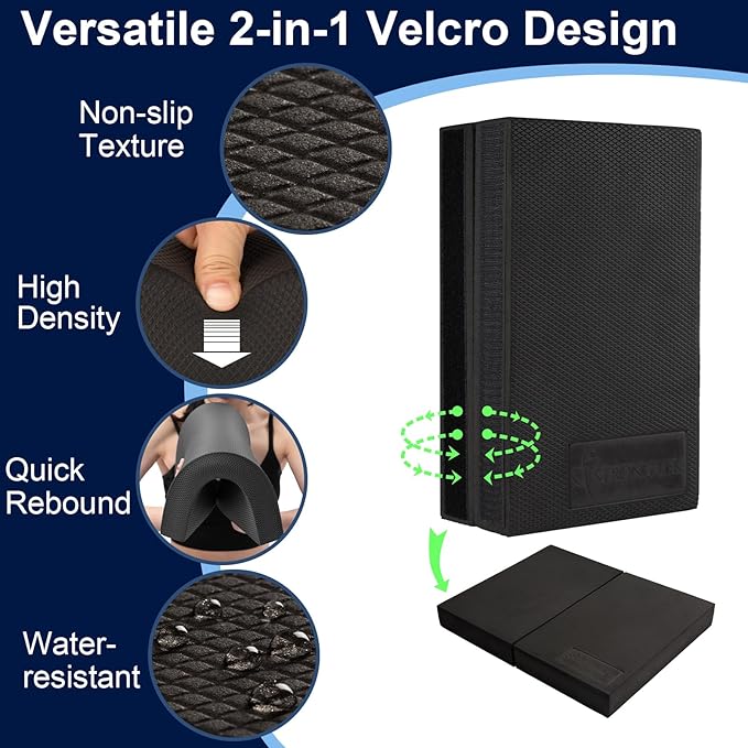 2 - in - 1 Non - Slip Balance Pad - High - Density Foam Cushion, Supportive Exercise Mat & Knee Pad for Core Training, Yoga, Pilates, Physical Therapy, Stability Training, Stretching, and Rehab