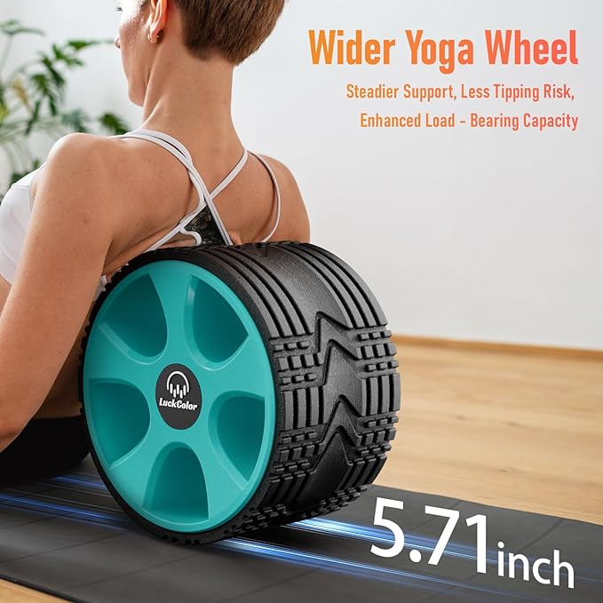 Back Roller, Back Wheel Targeted Back Pain Relief, Yoga Wheel Muscle Massage, Foam Roller for Trigger Point Therapy Physical, Stretching & Exercise, 880 lbs Capacity, 10 Inch (Black+Acid Blue)