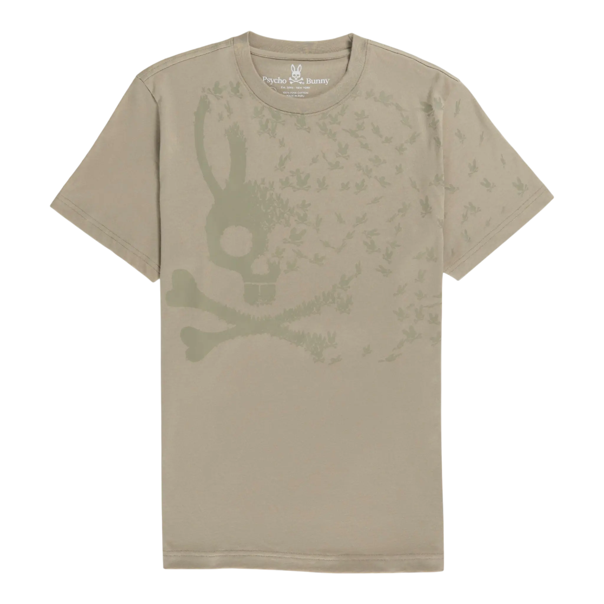 Psycho Bunny Mullen Graphic Men T‑Shirt Wet Sand