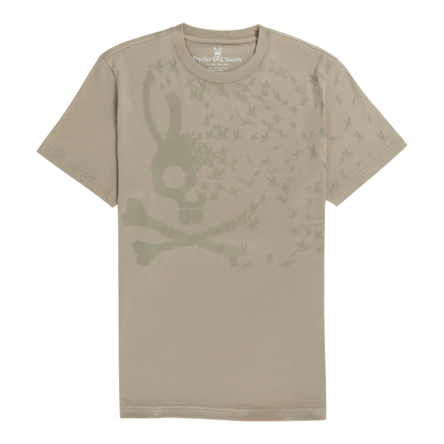 Psycho Bunny Mullen Graphic Men T‑Shirt Wet Sand