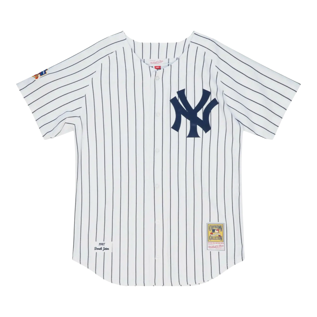 Mitchell & Ness Authentic New York Yankees 1997 Derek Jeter Men Baseball Jersey White/Navy Pinstripe