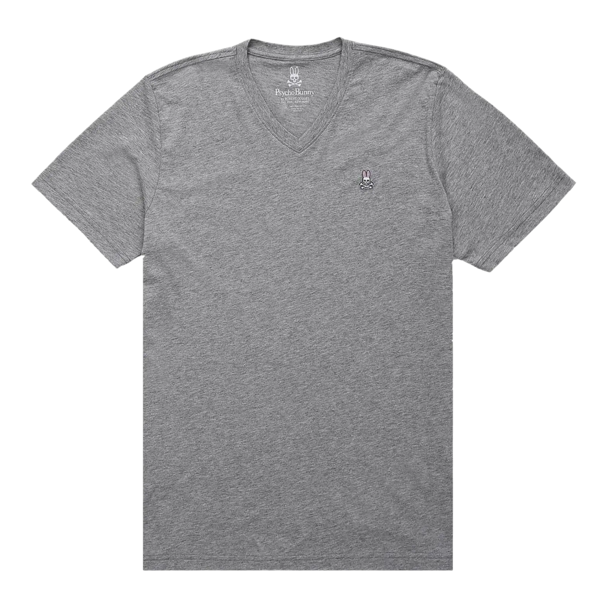Psycho Bunny Classic V-Neck Men Big and Tall Tee Shirt Heather Grey