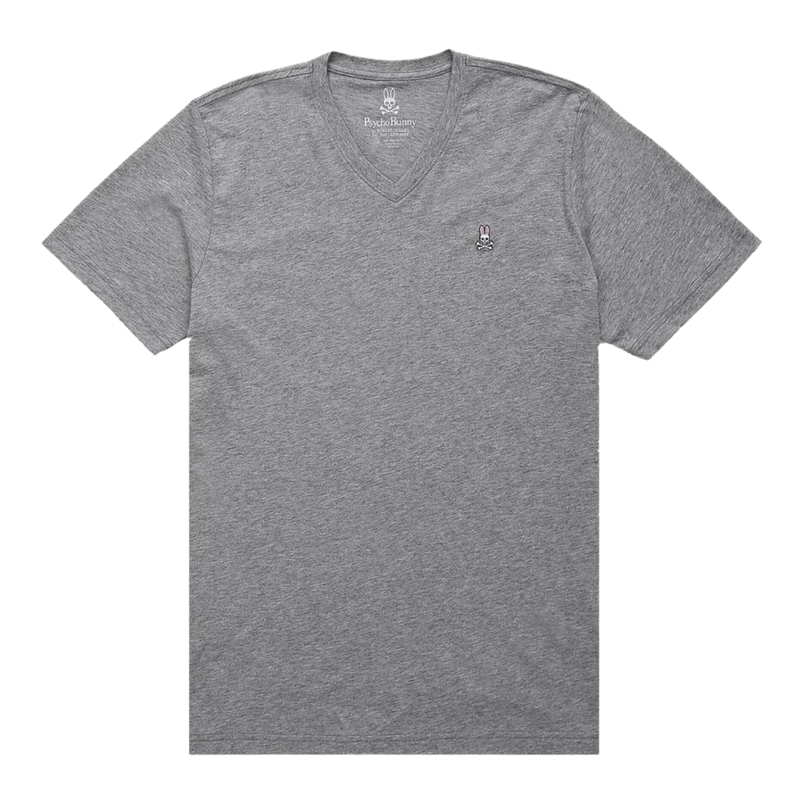 Psycho Bunny Classic V-Neck Men Big and Tall Tee Shirt Heather Grey