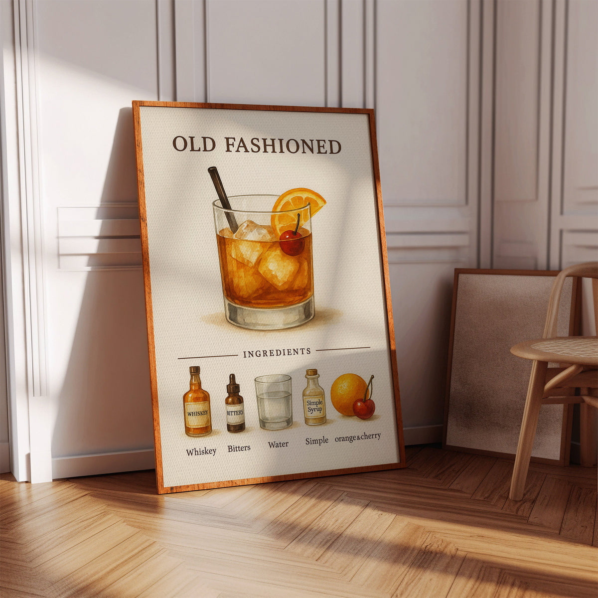 WONDERWALL 'L’Atelier Fun Collection' Old Fashioned Cocktail Recipe Art Print
