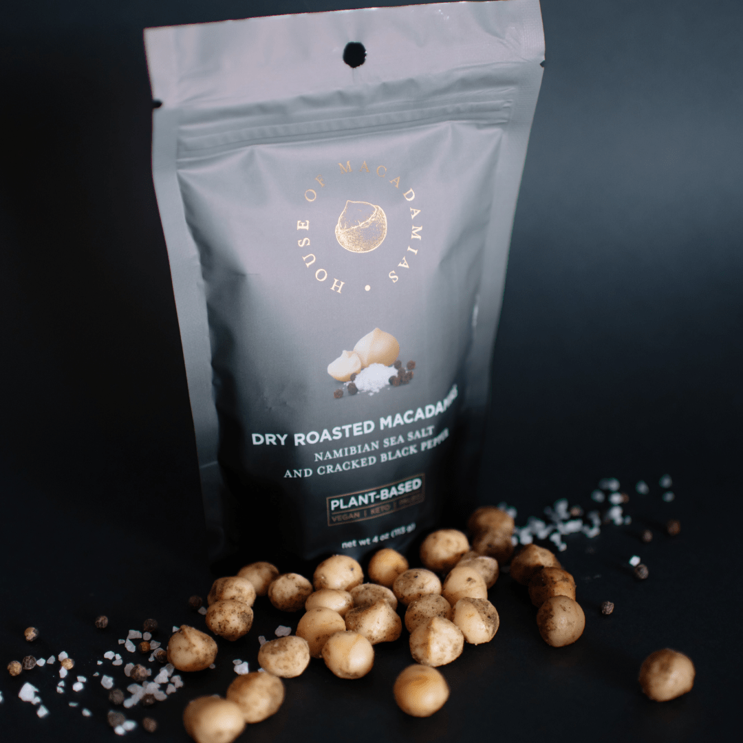 Dry Roasted Macadamia Nuts with Namibian Sea Salt & Black Pepper (4 oz x 6 Bags)